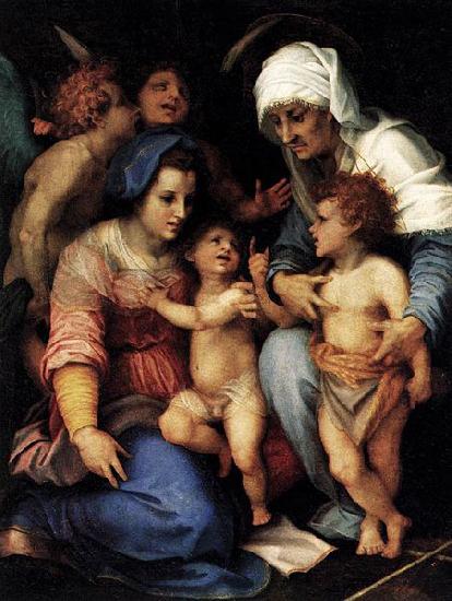 Andrea del Sarto Madonna and Child with St Elisabeth, the Infant St John, and Two Angels oil painting picture